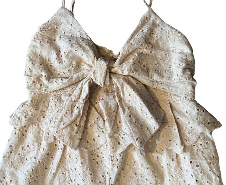NWT MUSTARD SEED NEW Tan Eyelet Embroider Strappy Romper Shorts Size