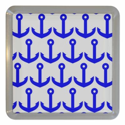 Anker Blau Muster Kunststoff Teeuntersetzer Bierdeckel Kunststoff (95 mm x 95 mm)