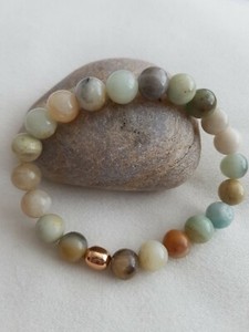 Authentic Amazonite & rose gold plated Bracelet 8mm Handmade chakra healing