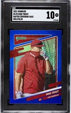 2021 Donruss #170 Mike Trout Variation Face Covering BLUE HOLO SGC 10 GEM MINT
