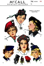 McCall 741 Pattern SCOTCH Hat Beret Cap 1930's