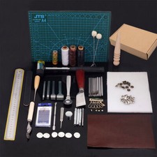 62Pcs Leather Craft Tools Kit DIY Sewing Stitching Punch Carving Working Saddle