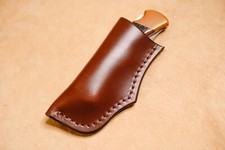 Custom Leather Sheath w/belt clip for Buck 110 or similar left hand 