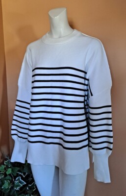 Lillusory Oversized Sweater Long Sleeves Women's Size M NWT White/Black Striped 