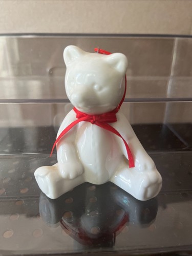 Dept 56 White Teddy Bear Christmas Ornament Vintage Bone China - Picture 5 of 5