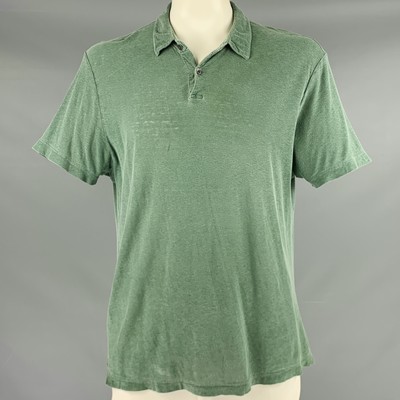 JAMES PERSE Größe L Heather Grün Baumwolle Geknöpft Polo