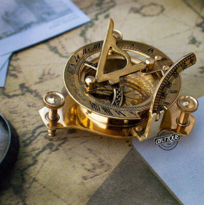 3'' Marine Magnetic Nautical Brass Pocket Sundial Compass Sailor Gift for Dad/Son