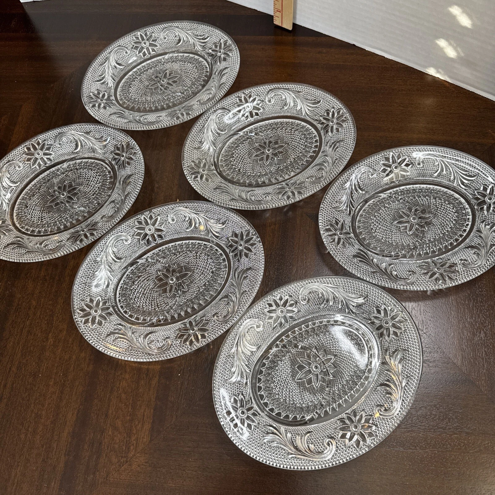 Anchor Hocking Sandwich Glass Oval Luncheon Snack Plate - Set of 6