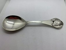 Antique Arts & Crafts Danish silver CFH serving spoon leaf foliage berry grape
