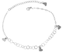 FußKettchen Mit 4 Herz AnhäNger Silberfarbig 23 Cm + 5 Cm FußKette