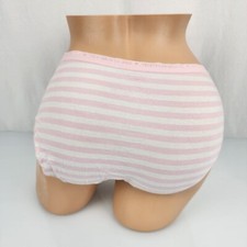 VICTORIA'S SECRET L PINK WHITE STRIPE LOGO BAND RARE HIGH LEG BRIEF PANTIES