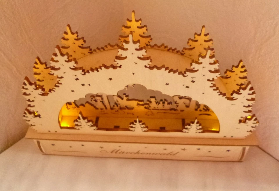 Mini LED-Schwibbogen**echt Erzgebirge**Holz**Batteriebetrieb**NEU & OVP - Bild 4 von 4