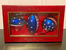 NEW Set/3 Waterford American USA Flag Christmas Tree Ornaments/Holiday Heirlooms