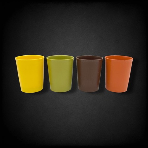 Vintage Tupperware Cup Set #1251 Harvest Colors 8 oz Lot of 4 Plastic 3.5" Cups - Picture 10 of 10