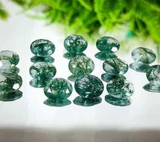  WHOLESALE NATURAL MOSS AGATE FACETED OVAL SHAPE LOOSE GEMSTONE