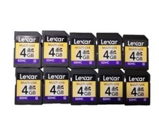 Lot of 10 Lexar 4gb SDHC Memory Cards - 4 gb Lexar SD Cards Class 4 Lot of 10