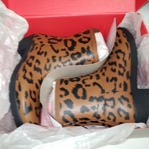 Hunter Boots Womens 8 EU39 Short Ankle Rain Wellie Animal Print Leopard NEW - Picture 2 of 23