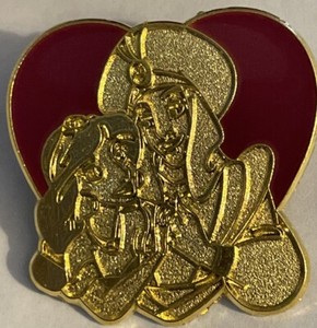 Disney Pin ALADDIN Jasmine Love Goldtone Red Heart 2002