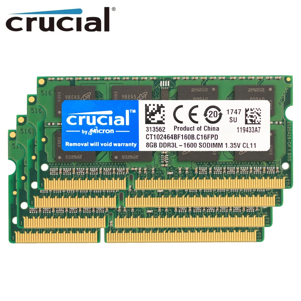 Crucial  DDR3 16GB 1600 2x 8GB PC3-12800 Laptop SODIMM Memory RAM PC3L 16G DDR3L - Image 2 of 4
