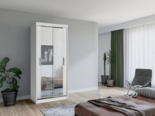 Schwebetürenschrank MINI 90 cm mit Spiegel Kleiderschrank Garderobenschrank