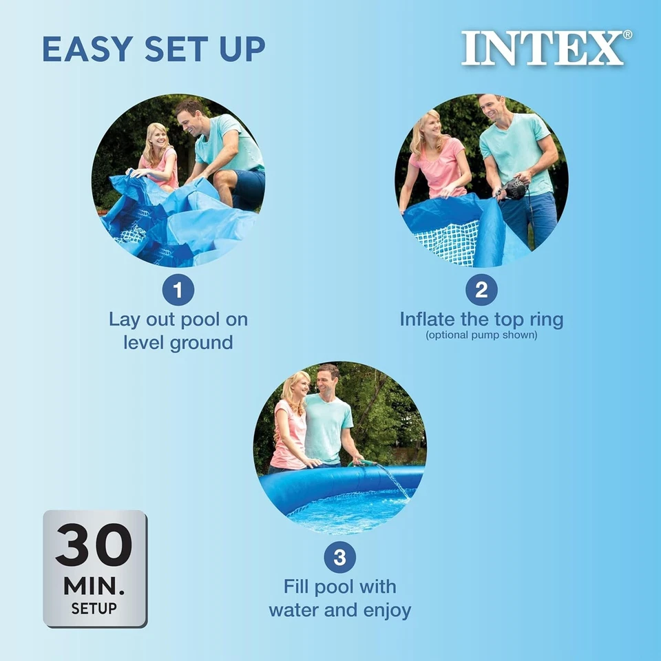 Intex 26175EH 18' x 48" Juego de piscina inflable redondo al aire libre sobre el suelo Foto 4 de 4