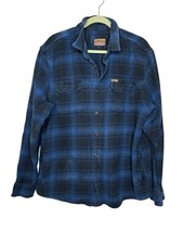 Orvis Men's Big Bear Flannel Shirt Plaid w Hand Warmer Pockets Sz XL Blue