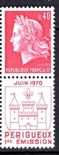 TIMBRE FRANCE 1970 n°1643 **  Marianne Cheffer + Vignette Périgueux (pa)