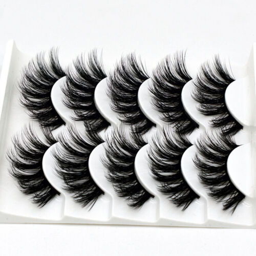 NEW 5 Pair 3D Mink False Eyelashes Wispy Cross Long Thick Soft Fake Eye Lashes - Picture 1 of 42