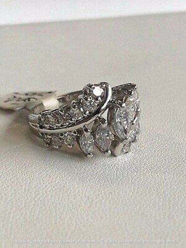 2Ct Marquise Cut Lab Created Diamond Wedding Ring 14K White Gold Plated ...