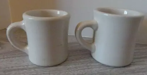 2 heavy vintage restaurant ware diner mugs white Northland & Victor