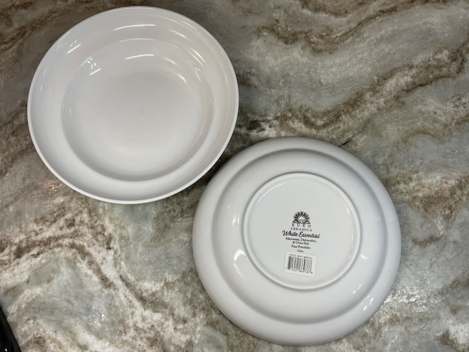 Fine Porcelain Pasta Bowls Euro Ceramica White Essential. Set Of 2 New.