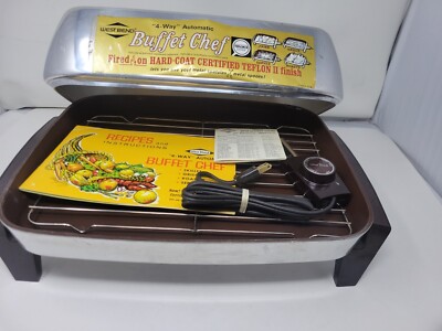 1964 WEST BEND TEFLON Buffet Chef 4 in 1 fry roaster skillet server, NO BOX 