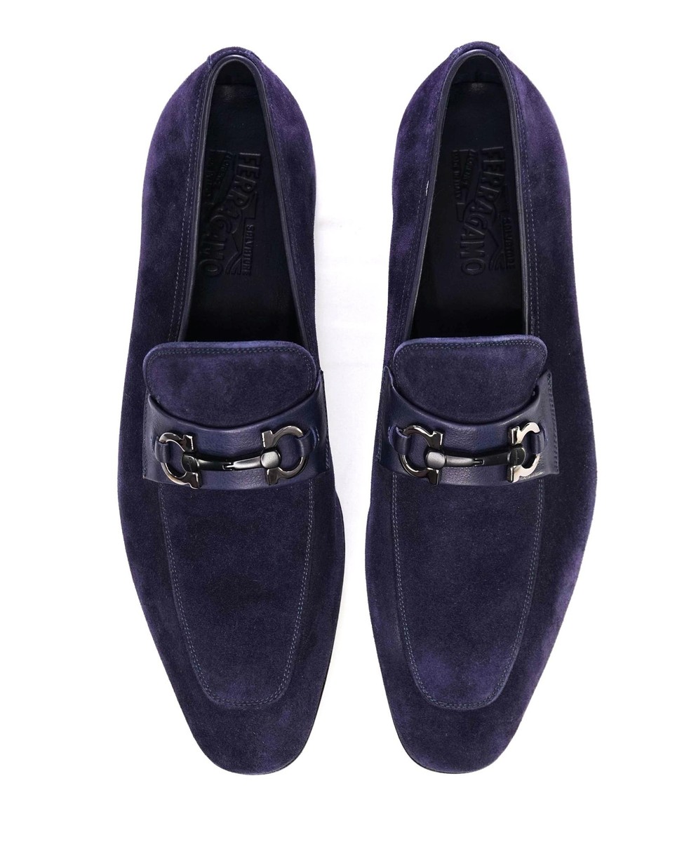 【Cremano❤︎ 】Ferragamo $850 SALVATORE FERRAGAMO - “CREMONA” Blue Suede Gancini Slip