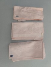  3 Vintage Soft Pink Floral Pattern Square Cotton Rayon Sheer Scarfs 14" x 14"