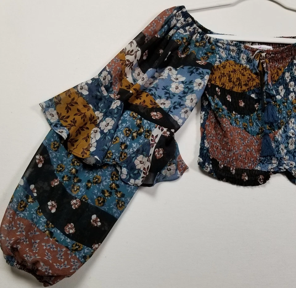 Delicado Hooligan Top Corto Para Mujer Mediano M Floral Mangas Largas Calado Salir Foto 3 de 4