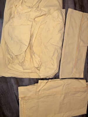 VTG JC Penny Home Collection TWIN Flat/Fitted/Pillow Case Sheet Set Yellow USA