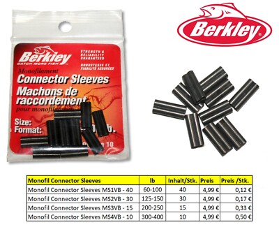 4,99  Berkley - Monofil Connector Sleeves - Big Game Klemmhülsen - 4 Größen