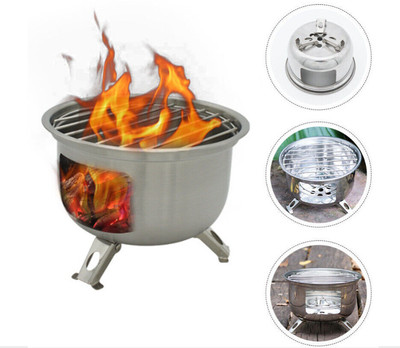 1 Set Herd Camping Versorgung Tragbare Grill Holzkohle Grill Edelstahl BBQ Herd