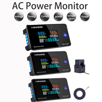 6in1 Color Display AC 50-300V Digital Electricity Energy Meter Ammeter Voltmeter