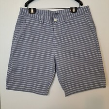 Old Navy Slim Linen Chino Shorts Mens Size 36 Blue Stripes With Pockets
