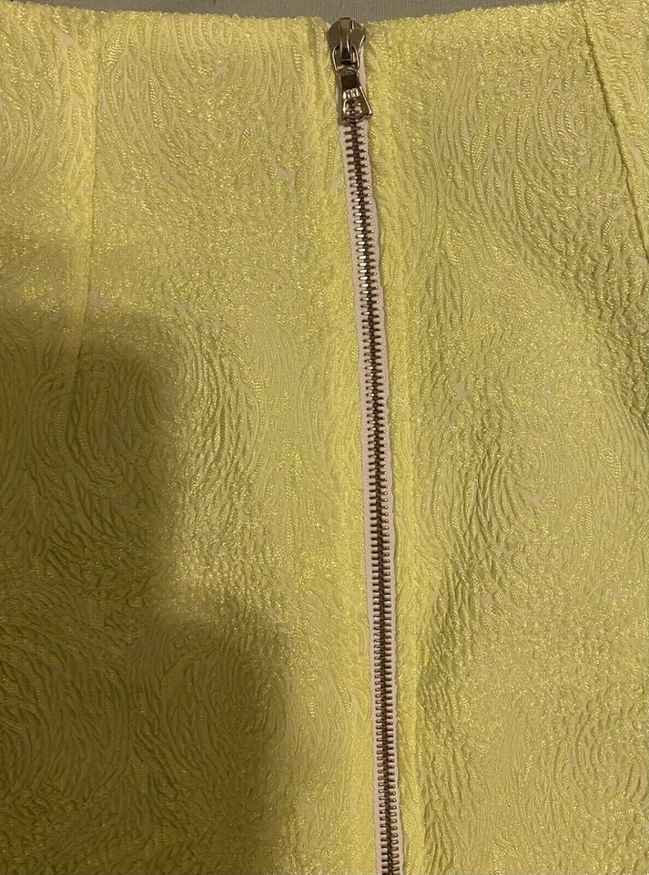 $590 NWT VTG Yigal Azrouel 0 Scuba Mini Skirt Yellow Jacquard Chartreuse Stretch - Image 4 of 4