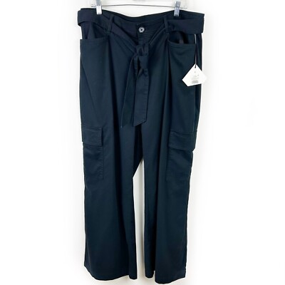 NWT Ava & Viv belted black cargo pants plus size straight fit size: 17