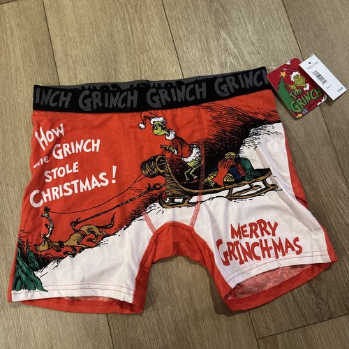 The Grinch Dr Seuss Merry Grinch-mas Men’s Boxer Briefs Christmas Small NEW