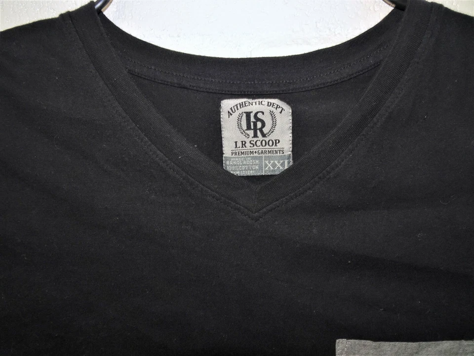 LR Scoop LRS 2 Tone T Shirt Pocket Paisley Band XXL 2XL Gray Black EUC - image 3 of 4