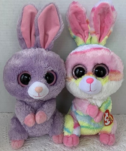 Ty Beanie BOO Lollipop Petunia EASTER BASKET rainbow Pastel party Favor Lot Of 2