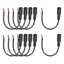 10pcs DC Power Pigtails Cable 5.5 x 2.1mm Female Barrel Plug Connector to Bar...