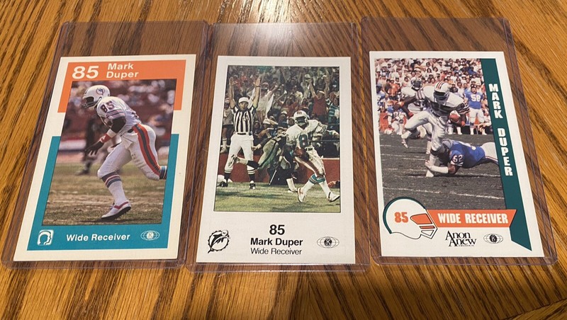 Lot of 3 Mark Duper Miami Dolphins 1980’s police cards 1984 1985 1986￼ Mint