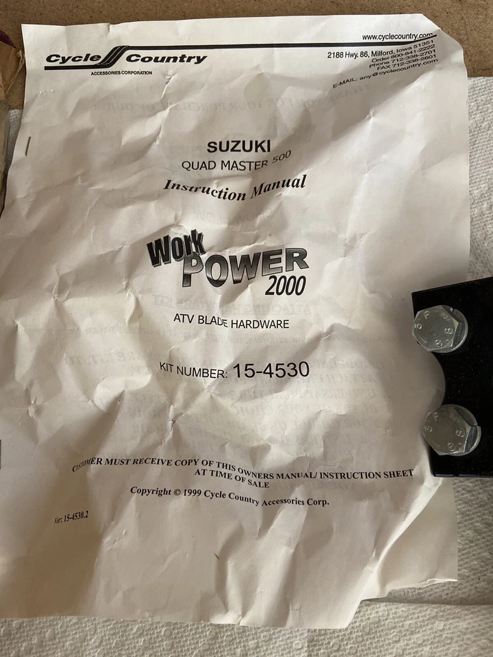 Cycle Country Blade Hardware Kit Part Number - 15-4530 For Suzuki - Image 3 of 4