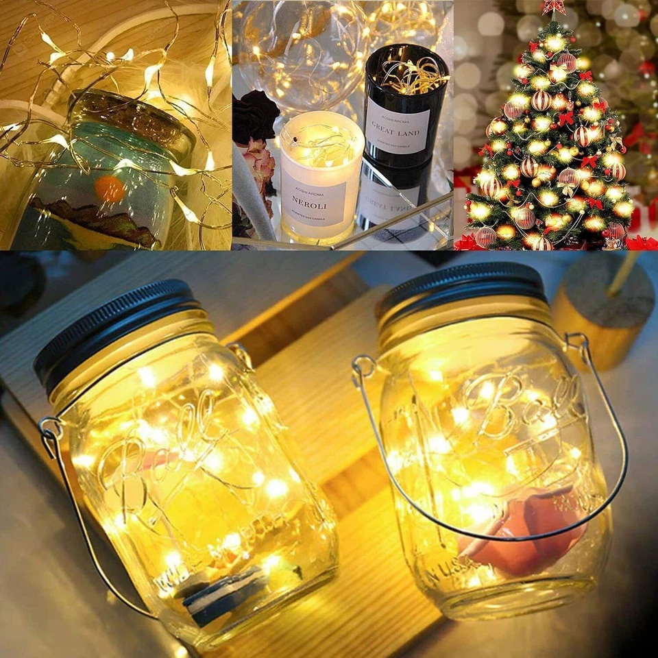 4-8Pack 20 LED 6.6ft Battery Operated Mini LED Copper Wire String Fairy Lights - Image 4 of 4