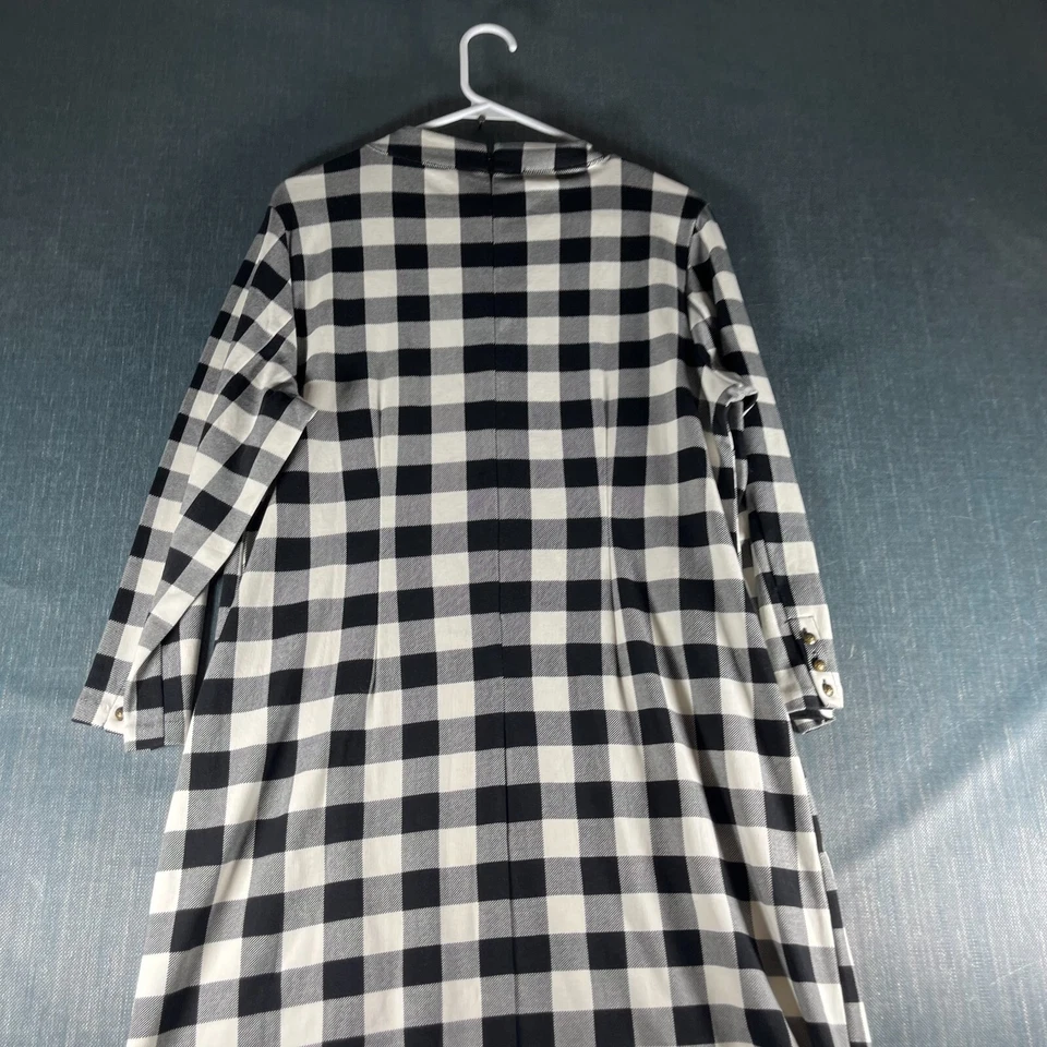 Vestido para mujer Talbots L blanco y negro con cremallera trasera tejido a cuadros ropa de trabajo algodón MB Foto 3 de 4